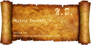 Nyiry Deodát névjegykártya